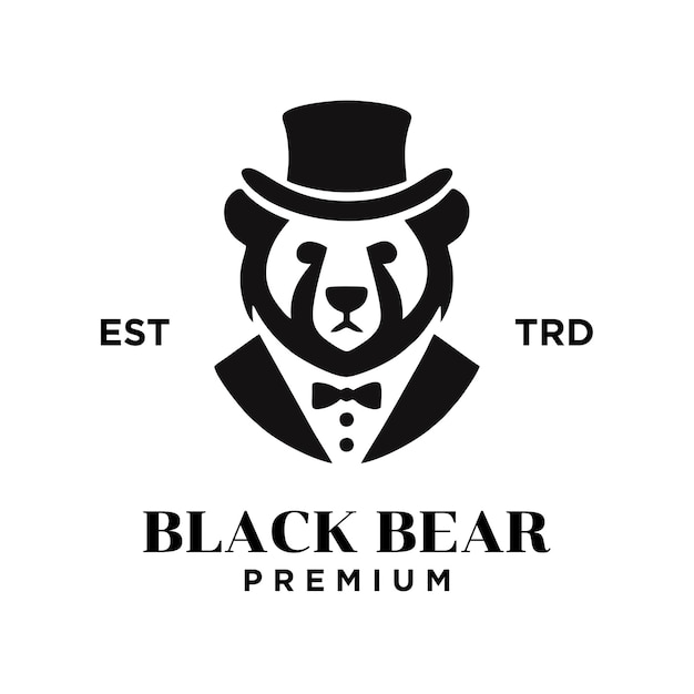 Plik wektorowy projekt ikony logo bear gentleman vintage