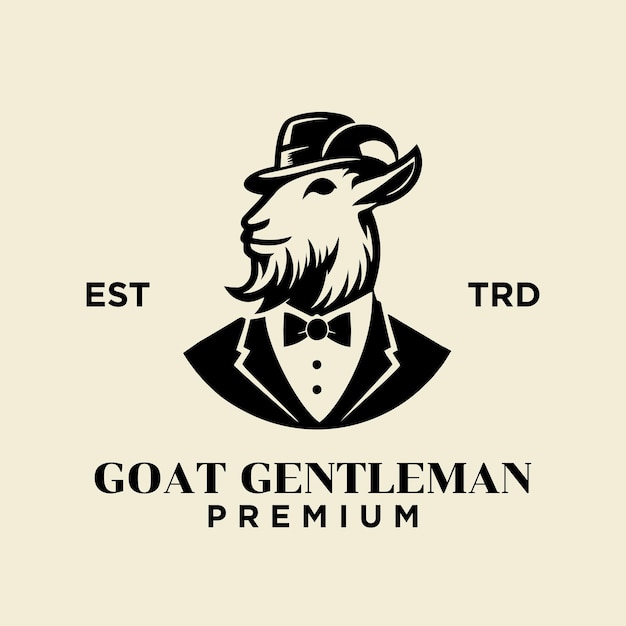 Plik wektorowy projekt ikony logo koza dżentelmen vintage