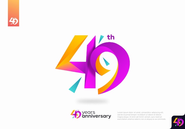Projekt Ikony Logo Numer 49, Numer Logo 49. Urodziny, Rocznica 49