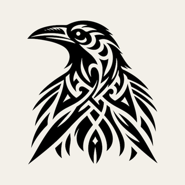 Plik wektorowy projekt ikony logo tatuażu plemiennego raven