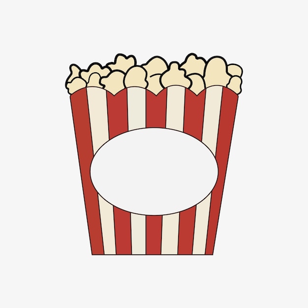 Projekt Ikony Popcornu. Pudełko Popcornu Na Białym Tle. Ilustracja Wektorowa