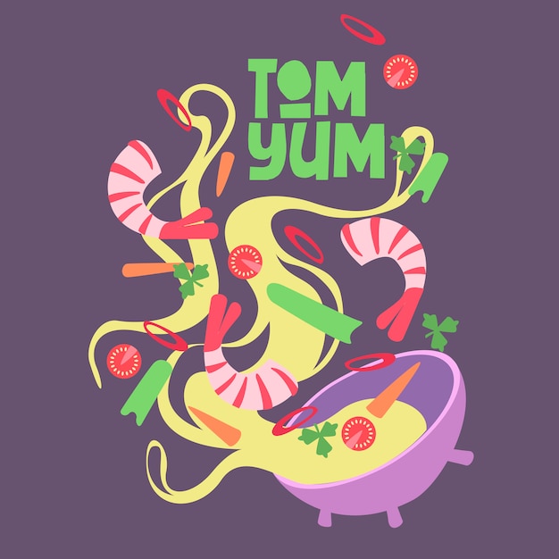 Plik wektorowy projekt. ilustracja streetfood tom yum