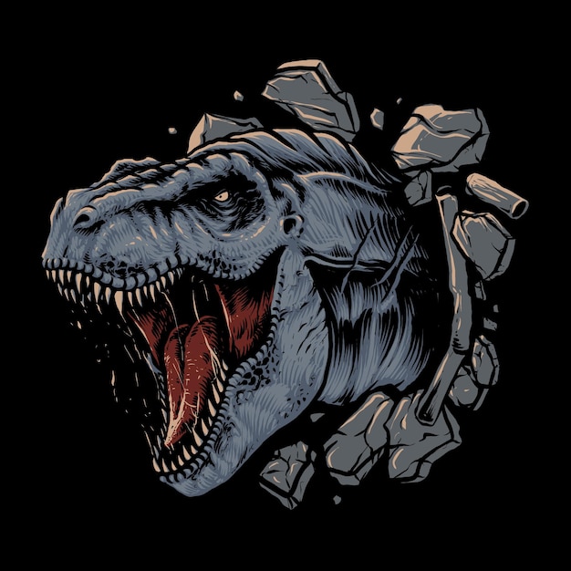 Projekt ilustracji ataku tyranozaura rex