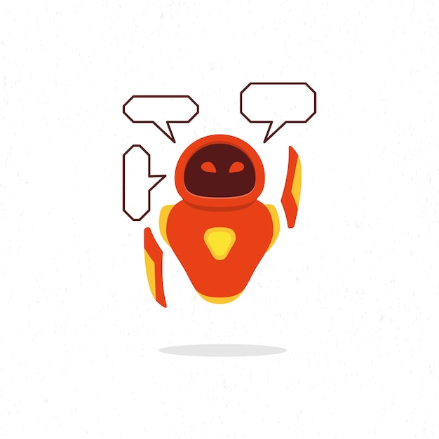 Projekt ilustracji czerwonego robota z pudełkami z dymkami do dialogu
