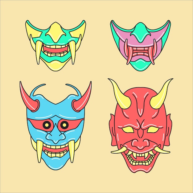 Projekt ilustracji japońskiej maski oni