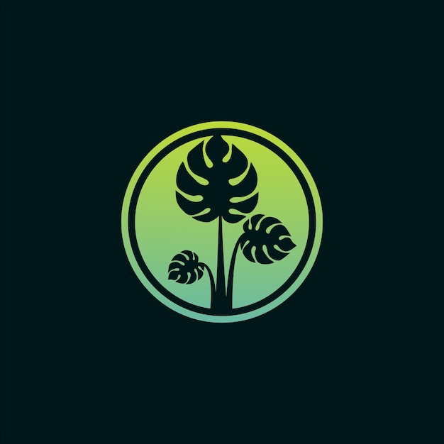 Projekt Ilustracji Nowoczesnego Zielonego Logo Monstera