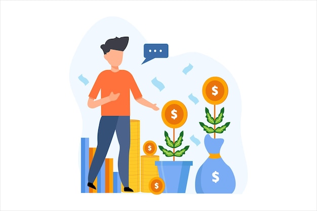 Projekt ilustracji płaskiej dla finansów biznesowych