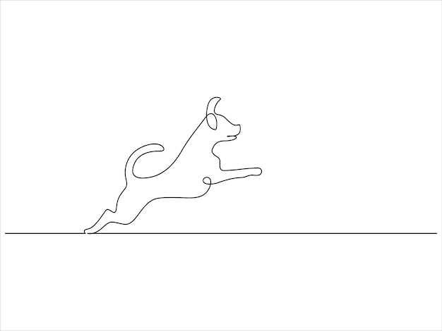 Projekt ilustracji wektorowej ciągłej pojedynczej linii rysowanej przez psa
