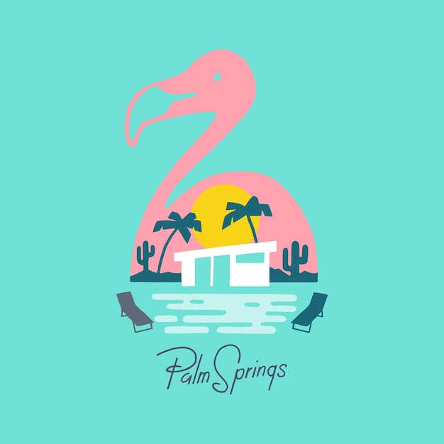 Projekt ilustracji wektorowych tekstu sloganu Palm Springs dla grafiki mody i nadruków na koszulkach