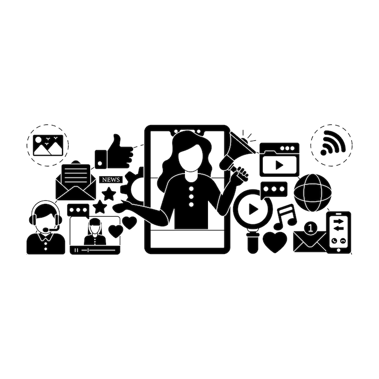 Wektor projekt ilustracyjny marketingu mobilnego