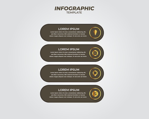 Projekt Infografiki Z 4 Krokami Do Wizualizacji Danych, Diagramu, Raportu Rocznego, Projektowania Stron Internetowych, Prezentacji