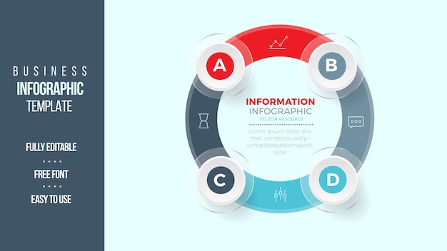 Projekt Infografiki Z Wieloma Opcjami Nowoczesny Okrąg Z 4 Opcjami Projektu Infografiki Biznesowej