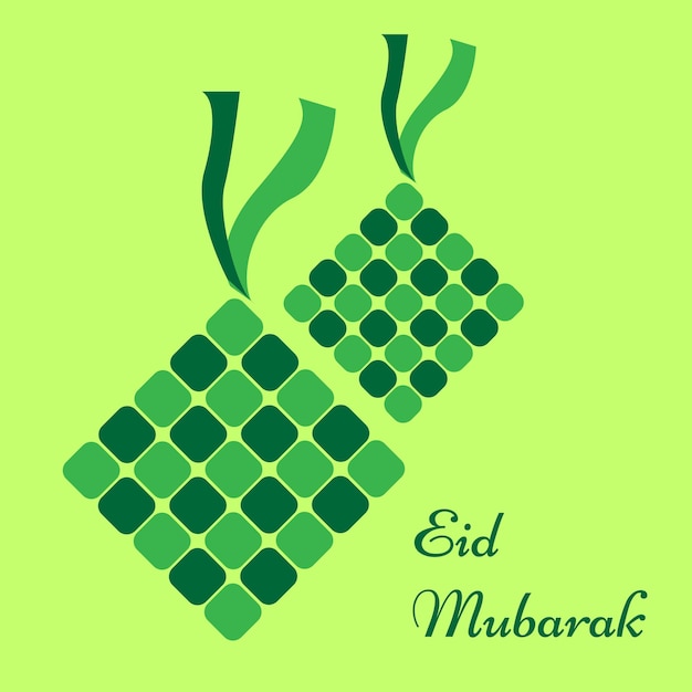 Plik wektorowy projekt islamskiej kartki z życzeniami eid mubarak z ketupat hari raya idul fitrivector