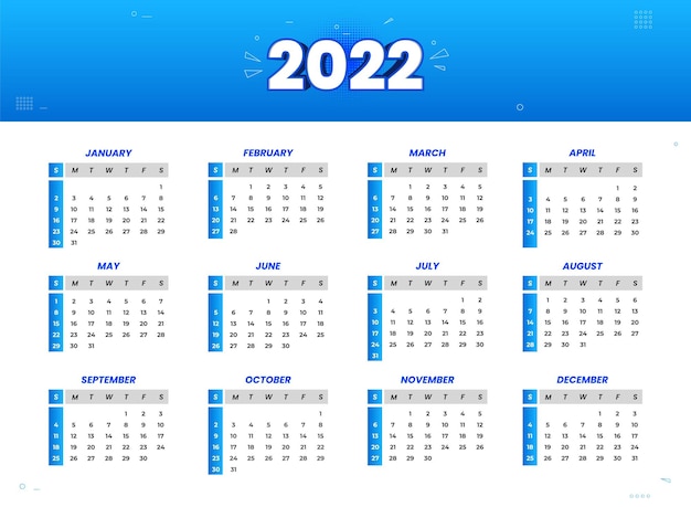 Projekt kalendarza 2022