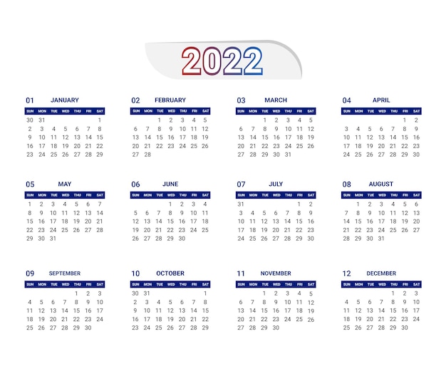 Projekt kalendarza nowego roku 2022