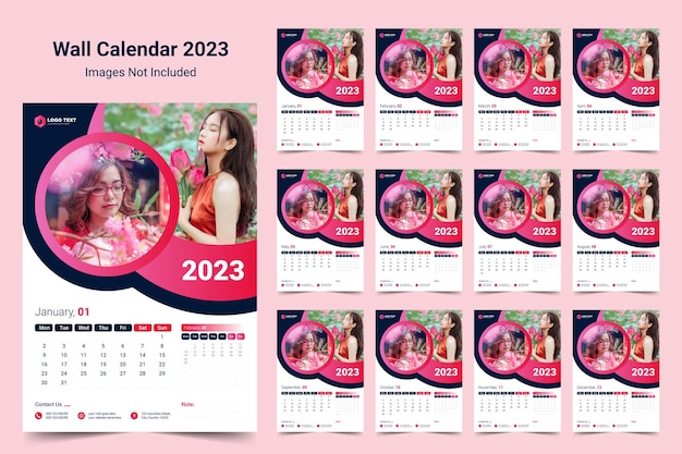 Projekt Kalendarza ściennego Na Nowy Rok 2023