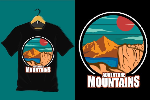 Projekt Koszulki Adventure Mountain Retro Vintage