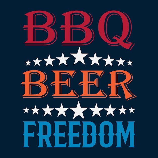 Plik wektorowy projekt koszulki bbq beer freedom 4 lipca