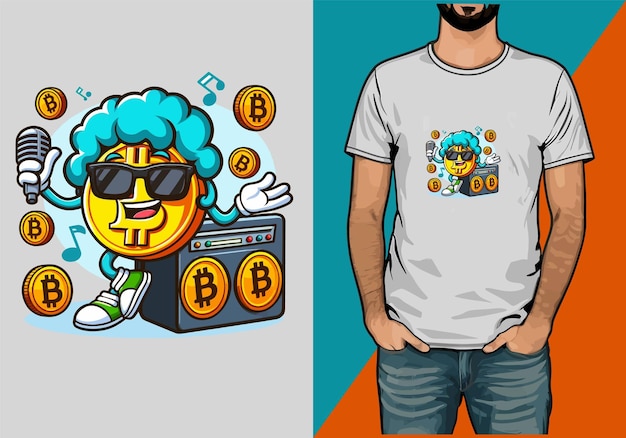 Plik wektorowy projekt koszulki bitcoin kryptowaluta projekt koszulky