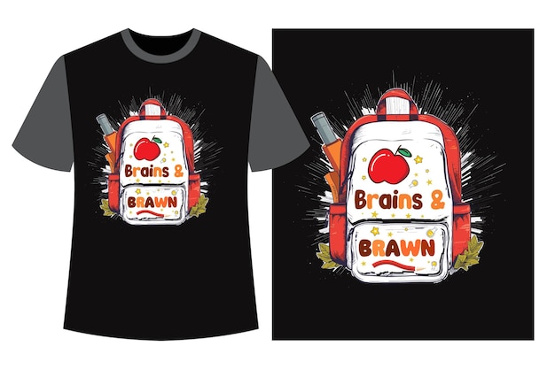 Projekt Koszulki Brains I Brawn Z Powrotem Do Szkoły