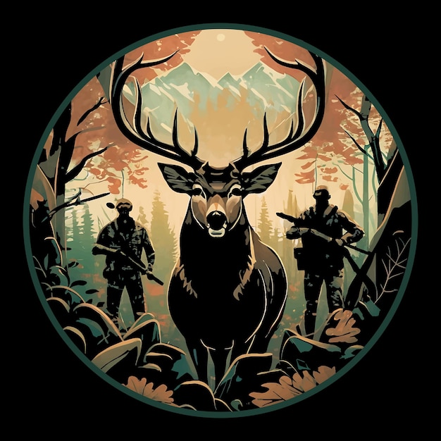 Plik wektorowy projekt koszulki deer hunting