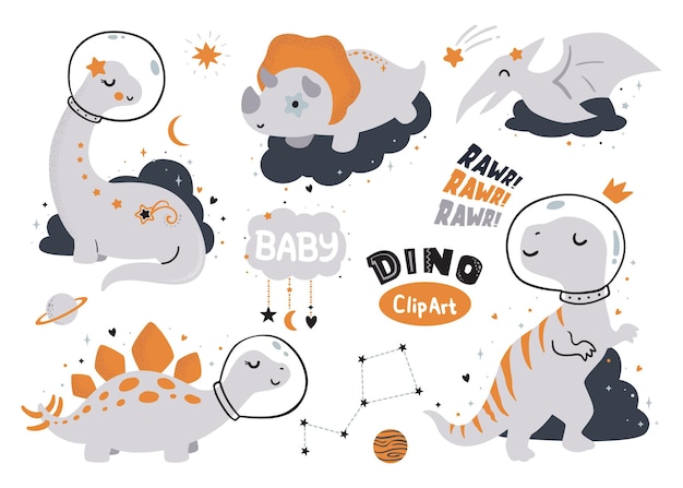 Projekt Koszulki Dla Dzieci Cute Dino Clipart