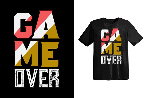 projekt koszulki game over typografia do gotowego do druku