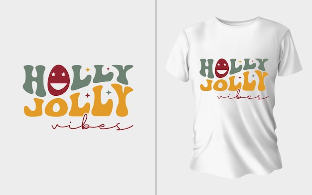 Projekt Koszulki Holly Jolly Vibes W Stylu Retro