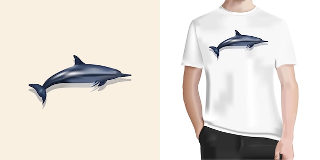 Plik wektorowy projekt koszulki ilustracji wektorowych delfin