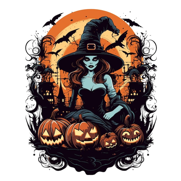 Projekt Koszulki Lub Plakatu Z Ilustracją Na Temat Halloween