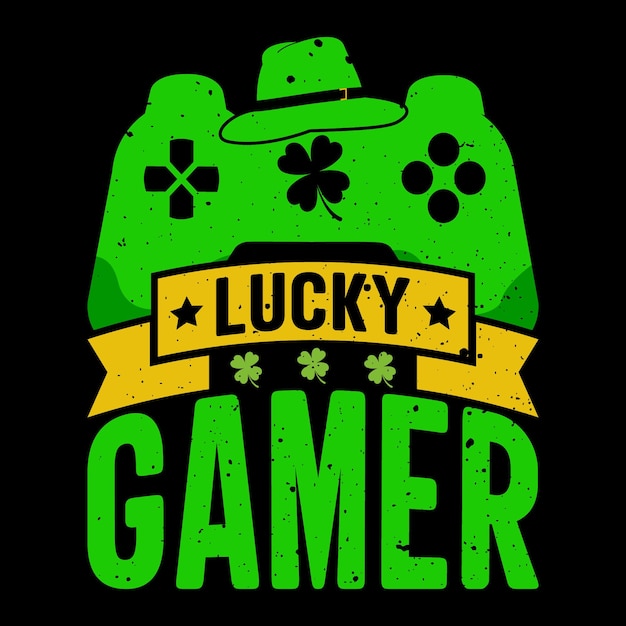 Plik wektorowy projekt koszulki lucky gamer st patricks day