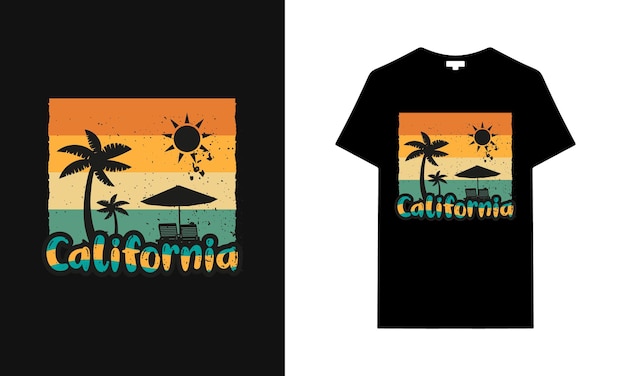 Projekt Koszulki Miami California Hawaii Summer San Diego California Beach Sunset Retro Tshirt