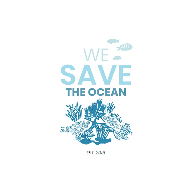 Plik wektorowy projekt koszulki ratuje ocean