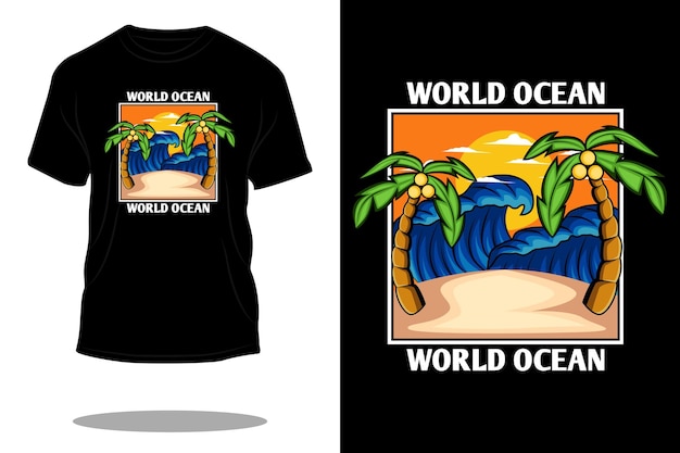 Projekt koszulki retro oceanu świata