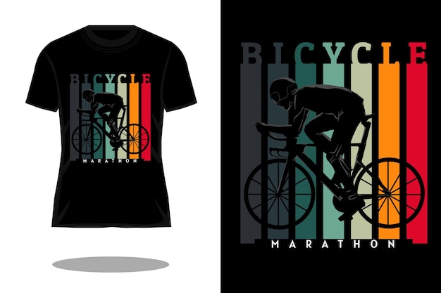 Plik wektorowy projekt koszulki retro sylwetka maraton rowerowy
