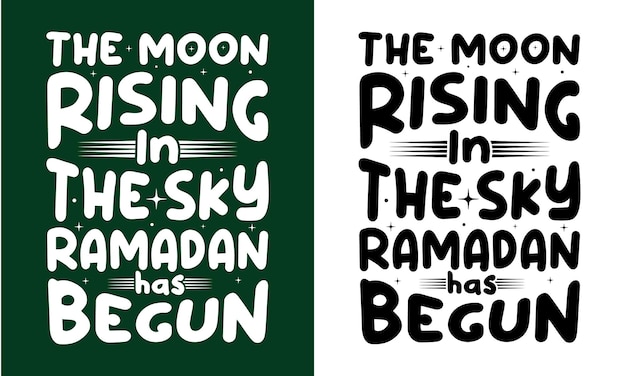 Projekt koszulki Romadan Projekt islamskiej typografii Księżyc wschodzący na niebie Rozpoczął się ramadan