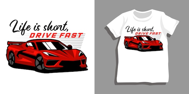 Projekt koszulki samochodu sportowego