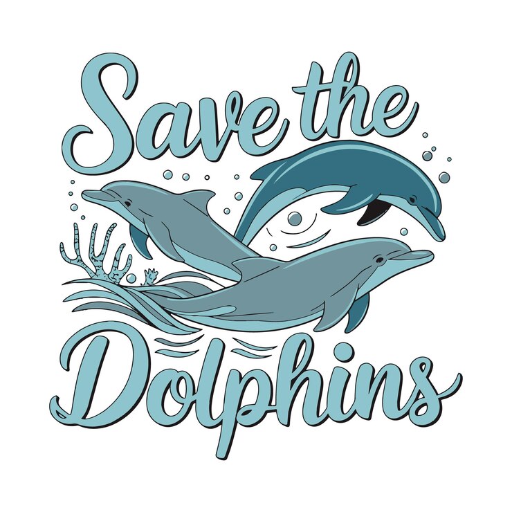 Projekt koszulki Save the Dolphins Environmental T-Shirt Design Save the Ocean Dolphin T-shirt Design