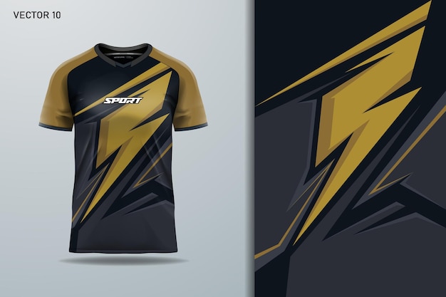 Plik wektorowy projekt koszulki sportowej dla piłki nożnej, wyścigów e-sportów w kolorze złotym