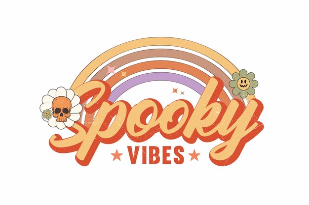Projekt koszulki sublimacyjnej w stylu retro Halloween Spooky Vibes
