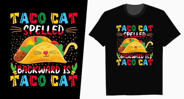 Projekt Koszulki Taco Cat Tacos Typografii