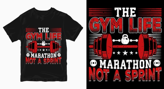 Projekt Koszulki Typografii Gym Life Maraton