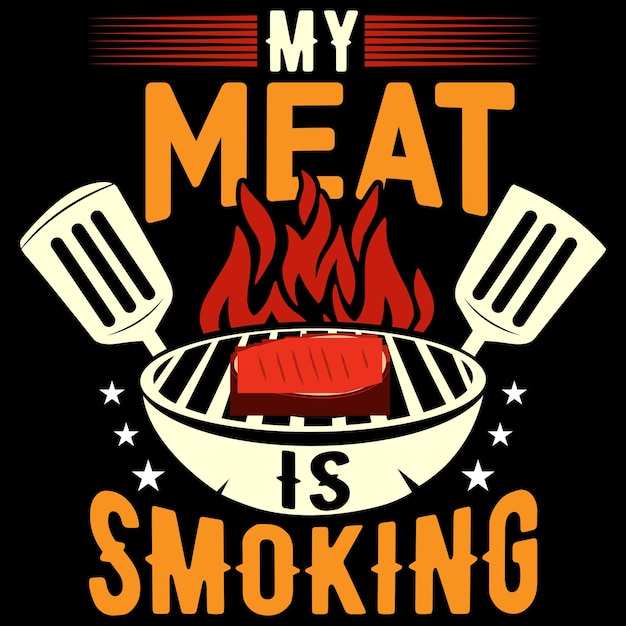 Projekt koszulki wektor BBQ, grill BBQ, jedzenie BBQ, mięso, wołowina, grillowanie, ilustracja, element graficzny