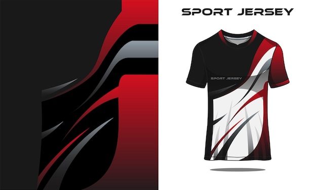 Projekt koszulki z czerwoną gradacją, szablon koszulki sportowej.
