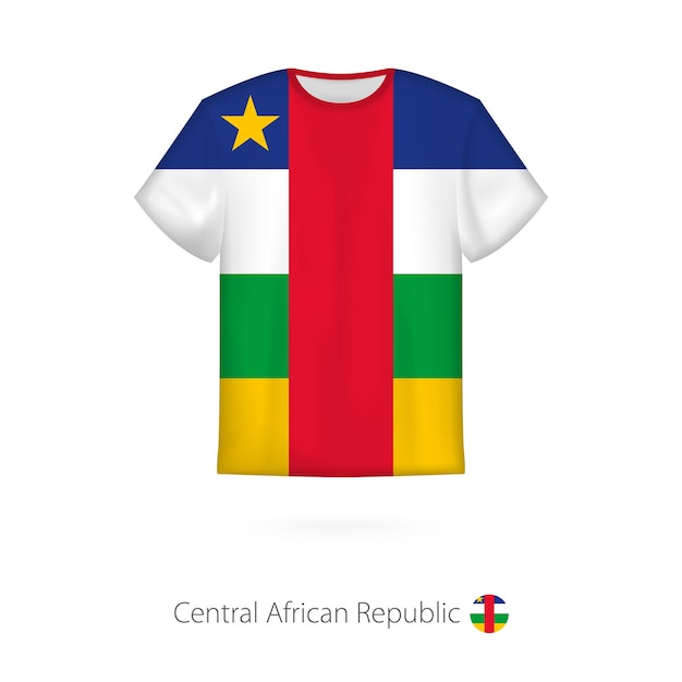 Projekt Koszulki Z Flagą Republiki środkowoafrykańskiej. Szablon Wektor Koszulki.