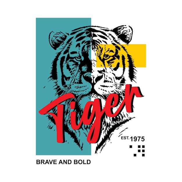 Projekt Koszulki Z Ilustracją Sylwetki Tygrysa Wektor Premium