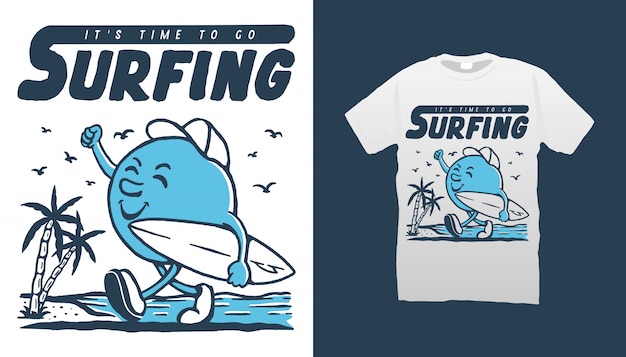 Projekt Koszulki Z Maskotką Surfingu