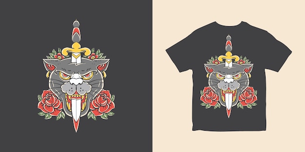Projekt Koszulki Z Motywem Kwiatu Pantery