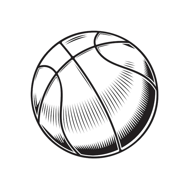 Projekt Koszykówki Na Białym Tle. Logo Lub Ikony Sztuki Linii Koszykówki. Ilustracji Wektorowych.