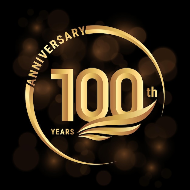 Projekt Logo 100-lecia Ze Złotymi Skrzydłami Logo Wektor Szablon Ilustracji